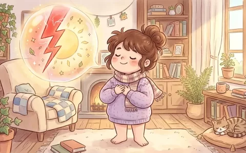 高情商健康发怒与情绪冰山转化卡通场景插画