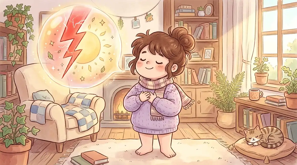 高情商健康发怒与情绪冰山转化卡通场景插画