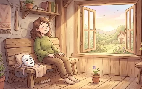 高功能抑郁走出麻木与自我疗愈卡通场景插画