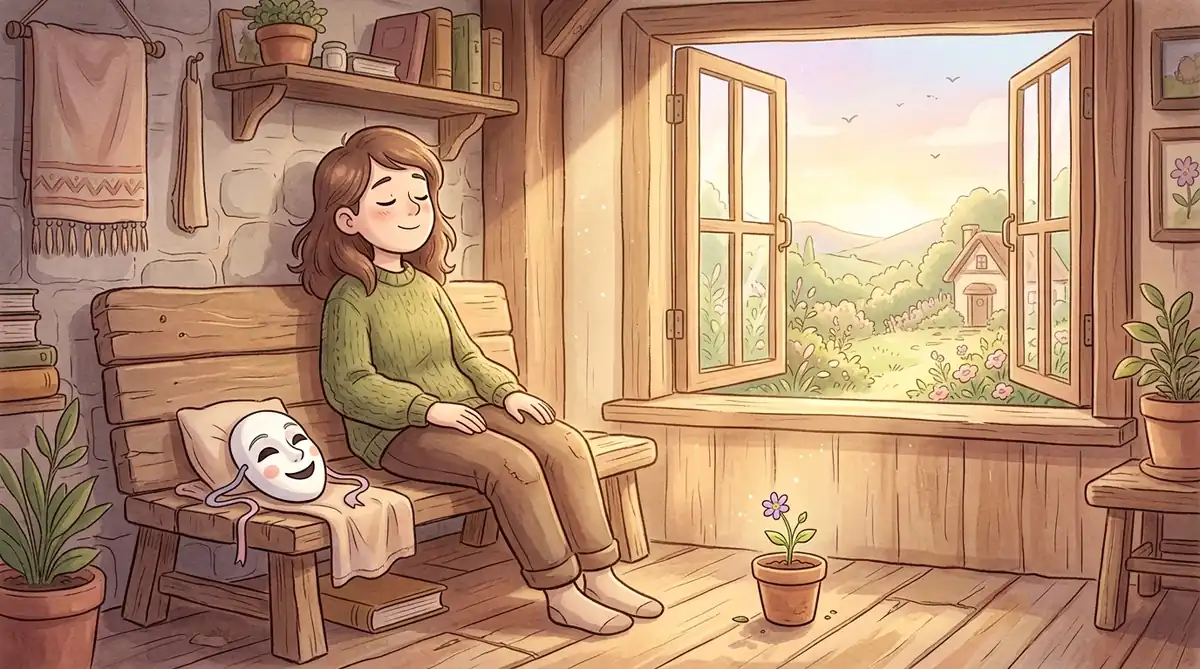 高功能抑郁走出麻木与自我疗愈卡通场景插画