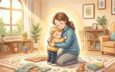 化解育儿吼叫与亲子关系创伤修复卡通场景插画