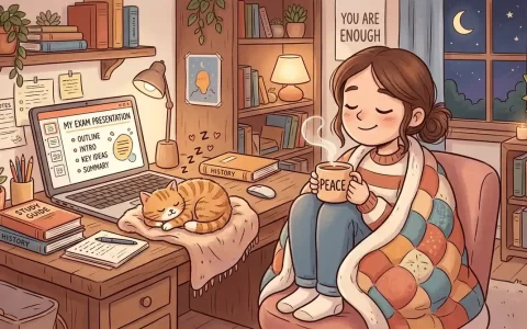 克服大事来临前自我妨碍与失败恐惧心理卡通场景插画